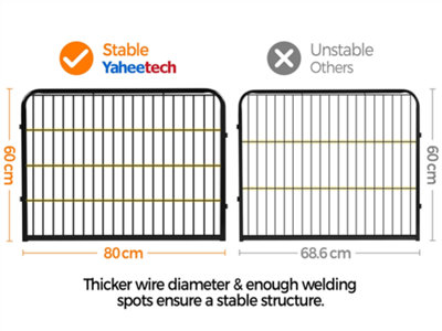 Yaheetech Black 6 Panel Metal Dog Pen Pet Playpen 80x60cm - 6