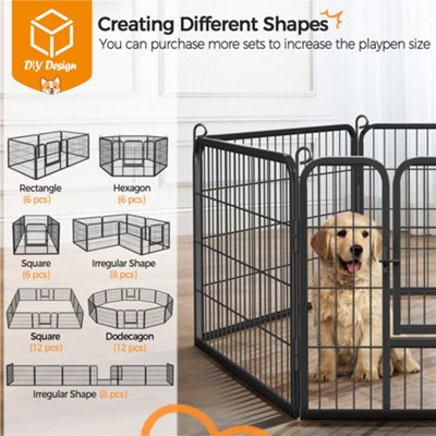 Yaheetech Black 6 Panel Metal Dog Pen Pet Playpen 80x60cm - 7
