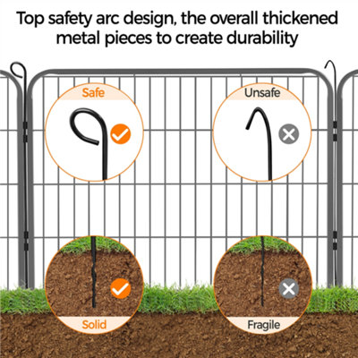 Yaheetech Black 6 Panel Metal Dog Pen Pet Playpen 80x60cm - 8