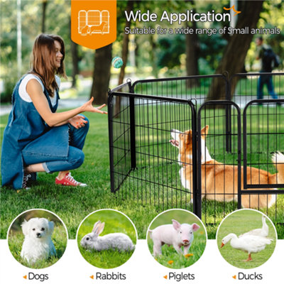 Yaheetech Black 6 Panel Metal Dog Pen Pet Playpen 80x60cm - 9