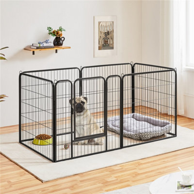 Yaheetech Black 6 Panel Metal Dog Pen Pet Playpen 80x80cm