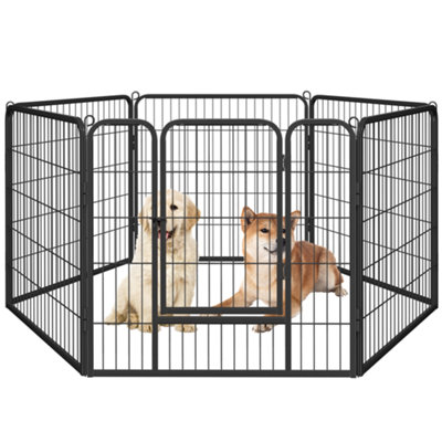 Yaheetech Black 6 Panel Metal Dog Pen Pet Playpen 80x80cm - 3