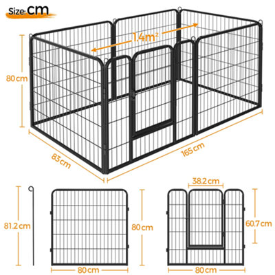Yaheetech Black 6 Panel Metal Dog Pen Pet Playpen 80x80cm - 4