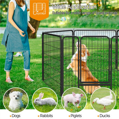 Yaheetech Black 6 Panel Metal Dog Pen Pet Playpen 80x80cm - 7