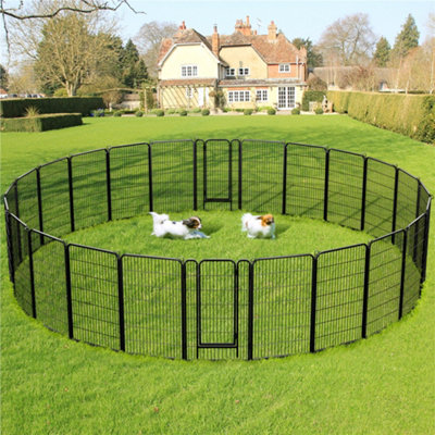 Yaheetech Black 6 Panels Solid Metal Pet Playpen for Dogs 71x120cm
