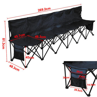 Yaheetech Black 6 Seats Portable Folding Bench with Carry Bag - 4