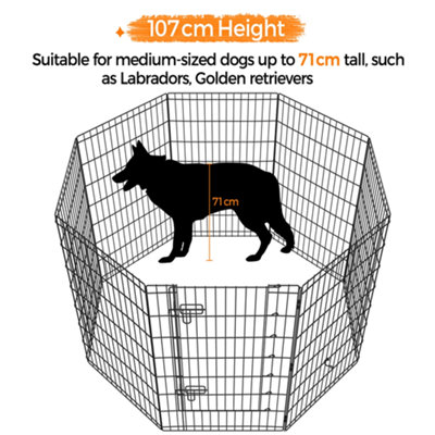 Yaheetech Black 8 Panel Dog Pen Foldable Metal Pet Playpen 61x107cm - 5