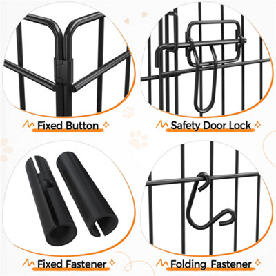 Yaheetech Black 8 Panel Dog Pen Foldable Metal Pet Playpen 61x107cm - 6
