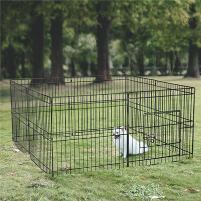 Yaheetech Black 8 Panel Dog Pen Foldable Metal Pet Playpen 61x61cm