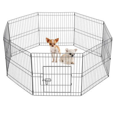 Yaheetech Black 8 Panel Dog Pen Foldable Metal Pet Playpen 61x61cm