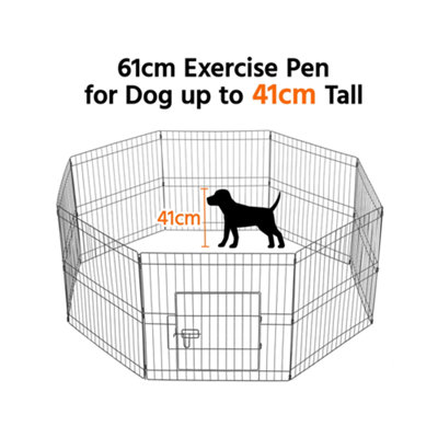 Yaheetech Black 8 Panel Dog Pen Foldable Metal Pet Playpen 61x61cm - 4
