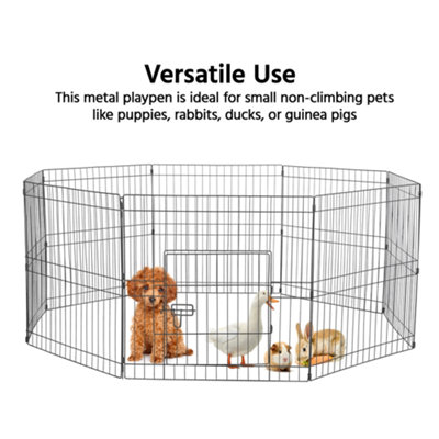 Yaheetech Black 8 Panel Dog Pen Foldable Metal Pet Playpen 61x61cm - 5