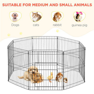 Yaheetech Black 8 Panel Dog Pen Foldable Metal Pet Playpen 61x61cm - 6