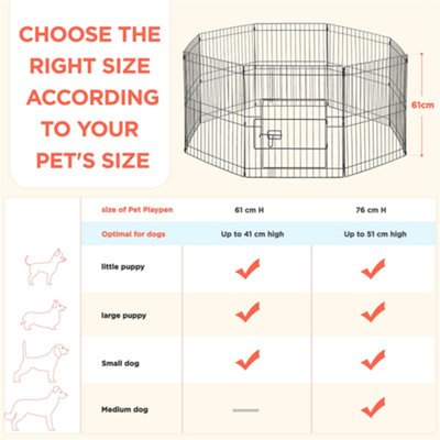 Yaheetech Black 8 Panel Dog Pen Foldable Metal Pet Playpen 61x61cm - 7