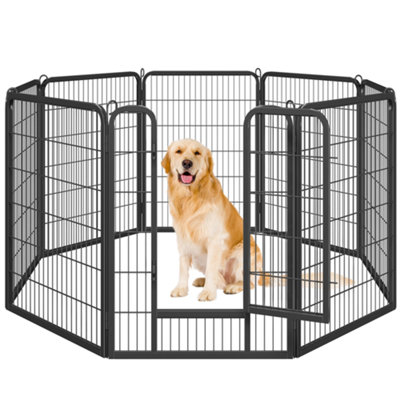 Yaheetech Black 8 Panel Dog Pen Metal Pet Playpen 80x100cm