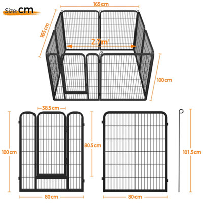 Yaheetech Black 8 Panel Dog Pen Metal Pet Playpen 80x100cm - 3