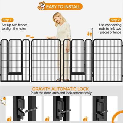 Yaheetech Black 8 Panel Dog Pen Metal Pet Playpen 80x100cm - 4