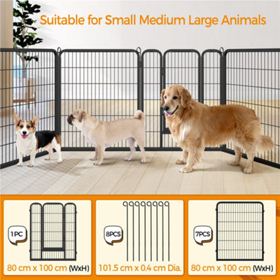 Yaheetech Black 8 Panel Dog Pen Metal Pet Playpen 80x100cm - 6