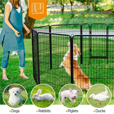 Yaheetech Black 8 Panel Dog Pen Metal Pet Playpen 80x100cm - 8