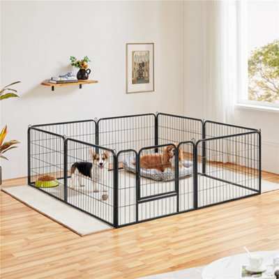 Yaheetech Black 8 Panel Dog Pen Metal Pet Playpen 80x60cm