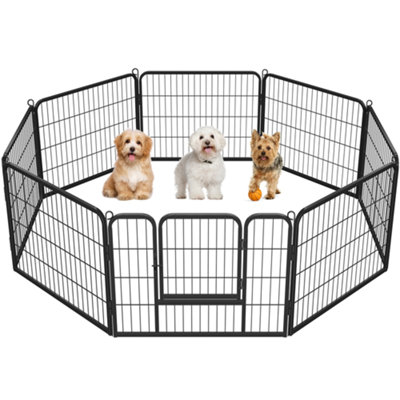 Yaheetech Black 8 Panel Dog Pen Metal Pet Playpen 80x60cm