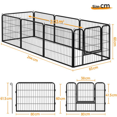 Yaheetech Black 8 Panel Dog Pen Metal Pet Playpen 80x60cm - 3