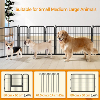 Yaheetech Black 8 Panel Dog Pen Metal Pet Playpen 80x60cm - 6
