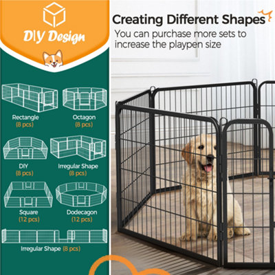 Yaheetech Black 8 Panel Dog Pen Metal Pet Playpen 80x60cm - 7