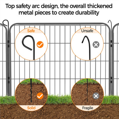 Yaheetech Black 8 Panel Dog Pen Metal Pet Playpen 80x60cm - 9