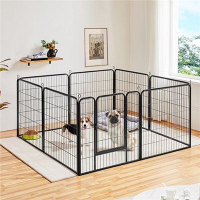 Yaheetech Black 8 Panel Dog Pen Metal Pet Playpen 80x80cm