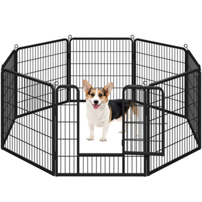 Yaheetech Black 8 Panel Dog Pen Metal Pet Playpen 80x80cm