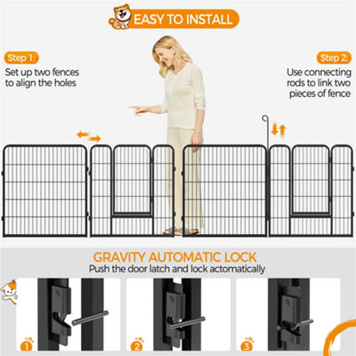 Yaheetech Black 8 Panel Dog Pen Metal Pet Playpen 80x80cm - 4