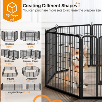Yaheetech Black 8 Panel Dog Pen Metal Pet Playpen 80x80cm - 5