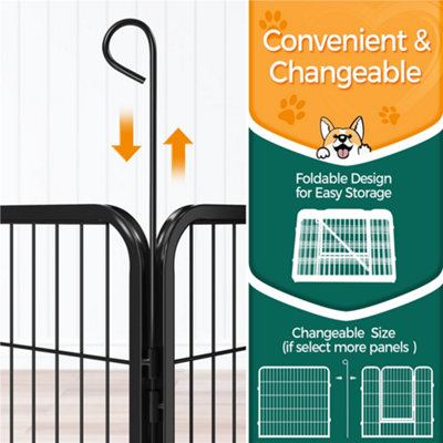 Yaheetech Black 8 Panel Dog Pen Metal Pet Playpen 80x80cm - 6