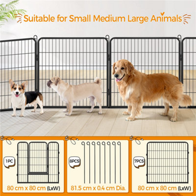 Yaheetech Black 8 Panel Dog Pen Metal Pet Playpen 80x80cm - 7