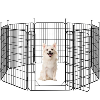 Yaheetech Black 80 cm Tall 8-Panel Foldable Dog Playpen Panels with Door