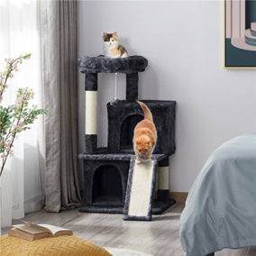 Yaheetech Black 91cm Multilevel Cat Tower Cat Tree with Double Condos Scratching Posts