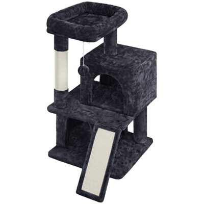 Yaheetech Black 92cm Multilevel Cat Tower Cat Tree with Double Condos Scratching Posts