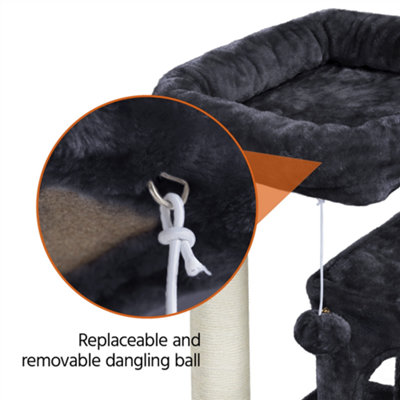 Yaheetech Black 92cm Multilevel Cat Tower Cat Tree with Double Condos Scratching Posts