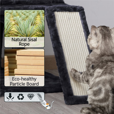 Yaheetech Black 92cm Multilevel Cat Tower Cat Tree with Double Condos Scratching Posts