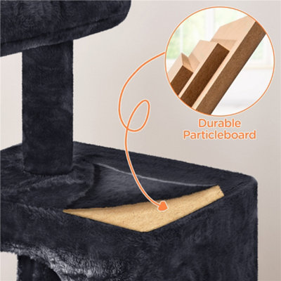 Yaheetech Black 92cm Multilevel Cat Tower Cat Tree with Double Condos Scratching Posts