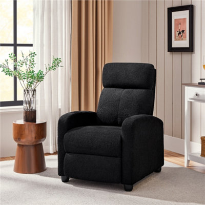 Yaheetech Black Adjustable Modern Boucle Recliner Chair with Pocket Springs