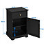 Yaheetech Black Bedside Table with 1 Drawer and Slatted Door