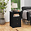 Yaheetech Black Bedside Table with 2 Drawers and 1 Cubby (H)600mm (W)400mm (D)350mm
