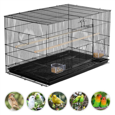 Yaheetech Black Bird Cage Flight Cage Extra Space w/ Slide-out Tray and Wood Perches - 4