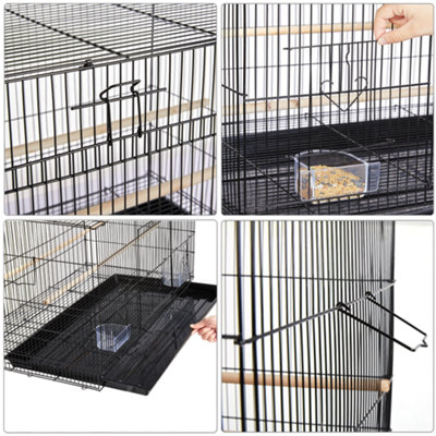 Yaheetech Black Bird Cage Flight Cage Extra Space w/ Slide-out Tray and Wood Perches - 5