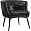 Yaheetech Black Button Tufted Faux Leather Armchair with Metal Legs