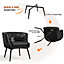 Yaheetech Black Button Tufted Faux Leather Armchair with Metal Legs