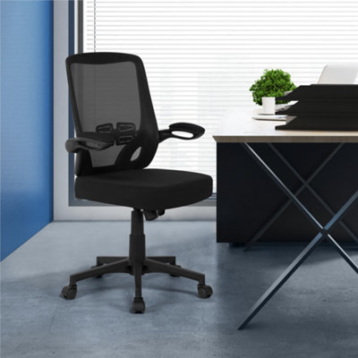 Yaheetech Black Ergonomic Mesh Office Chair with Flip-up Armrests | DIY ...