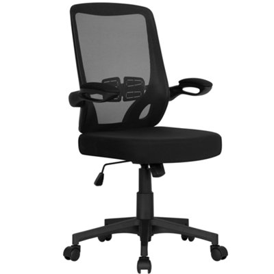 Yaheetech Black Ergonomic Mesh Office Chair with Flip-up Armrests